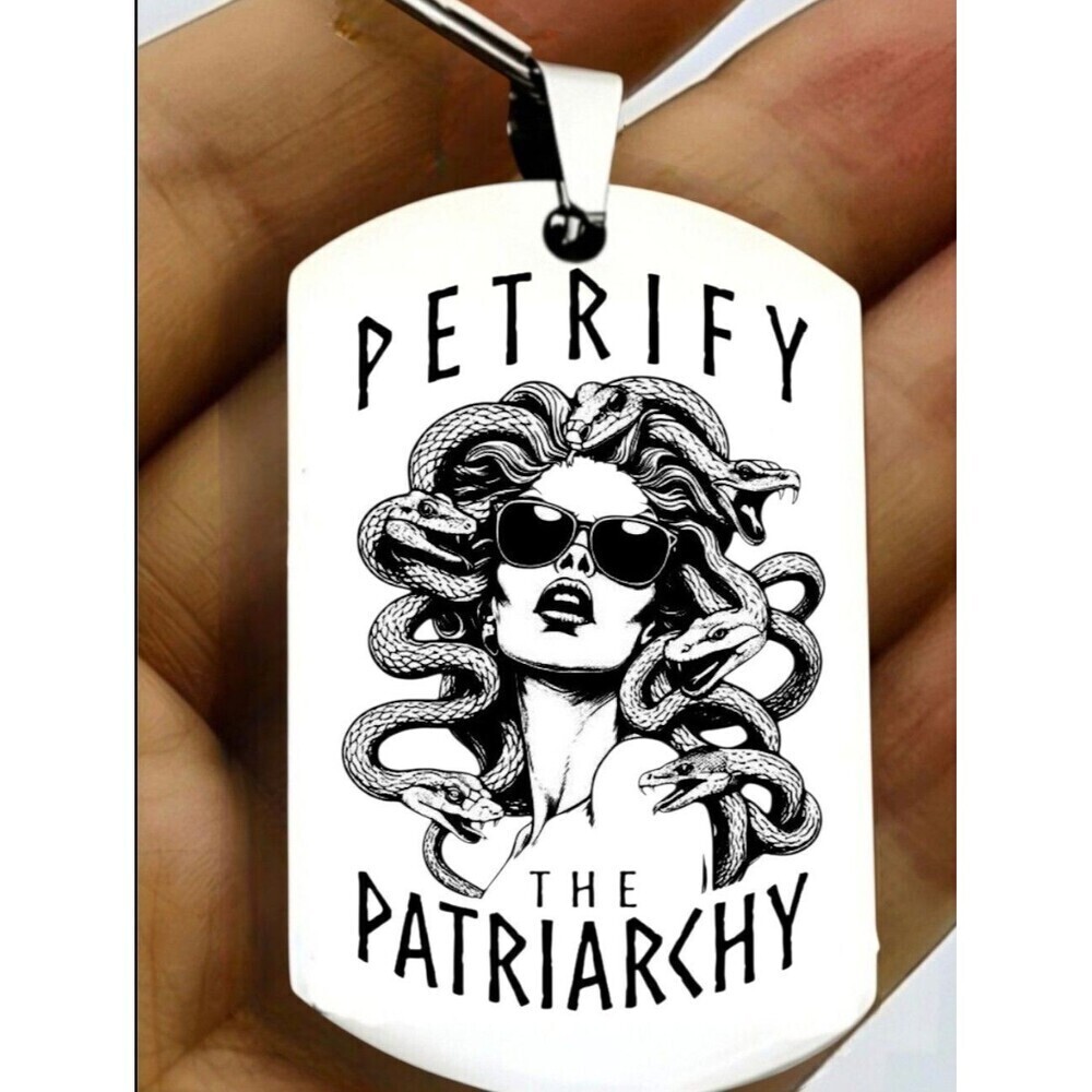 Medusa Snake Hair Lady PETRIFY THE PATRIARCHY Art Stainless Keychain